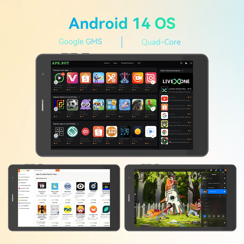 C idea Youth 8 Inch Tablet Android 15 with Black Light Screen, WiFi,8GB +512GB, 800*1280 IPS incell CM828