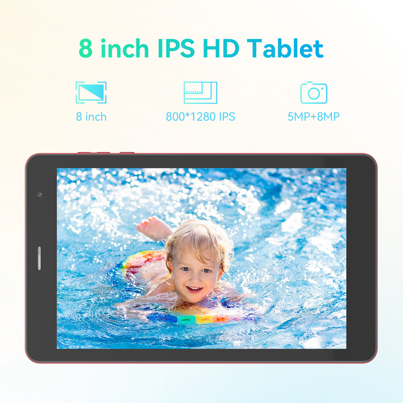C idea Youth red 8 Inch Tablet Android 15 with tf card slot, WiFi,8GB +512GB, 800*1280 IPS incell CM828
