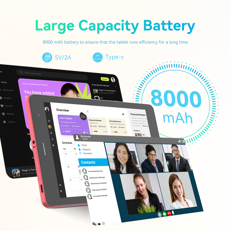 C idea Youth red 8 Inch Tablet Android 15 with tf card slot, WiFi,8GB +512GB, 800*1280 IPS incell CM828