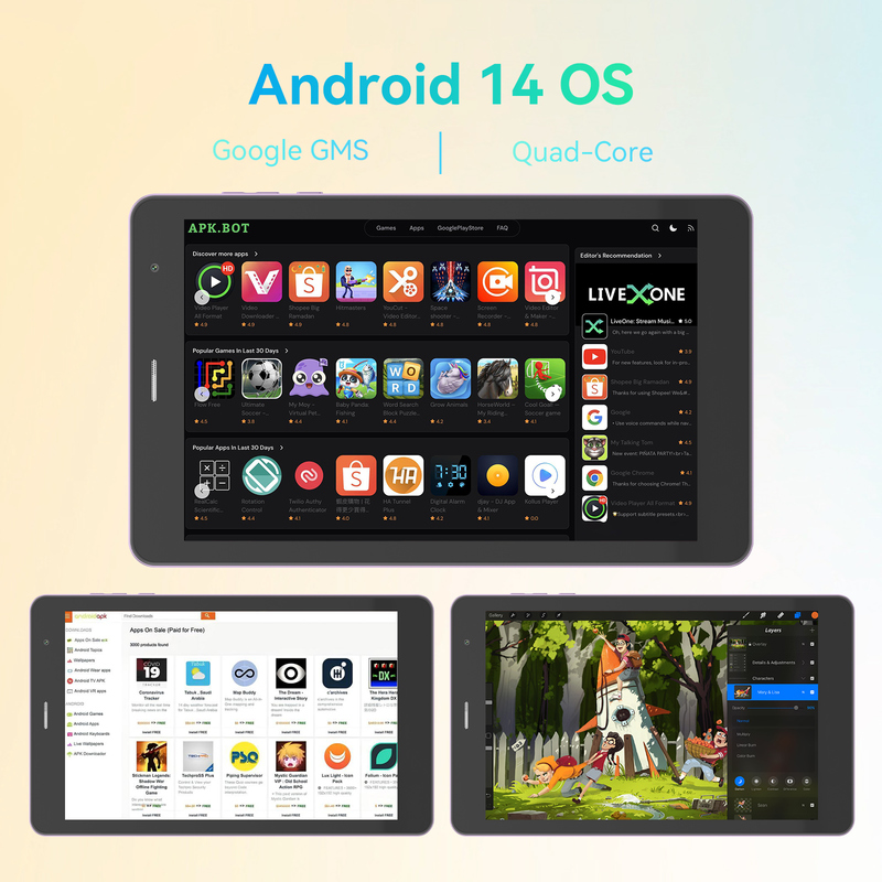 C idea Youth purple 8 Inch Tablet Android 15 with tf card slot, WiFi,8GB +512GB, 800*1280 IPS incell CM828