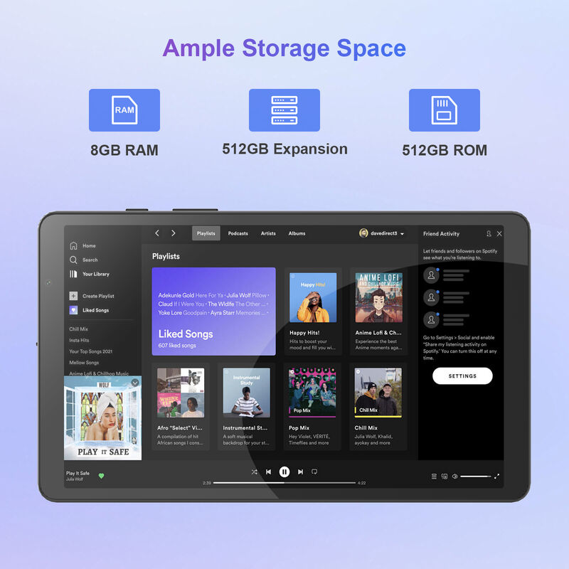 C idea 8 Inch Smart Tablet PC With Keyboard 8GB RAM+512 ROM 800*1340 IPS  incell Touchscreen Display gray CM866