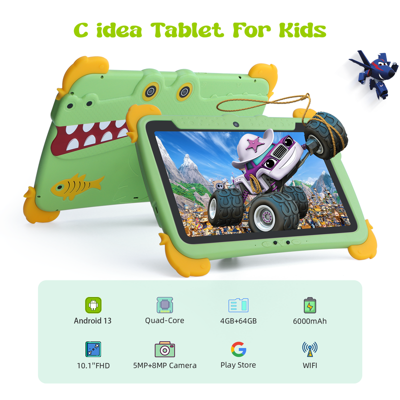 C Idea 10.1-Inch Android Tablet 4GB RAM 64GB ROM Tablet Kidspad P1100