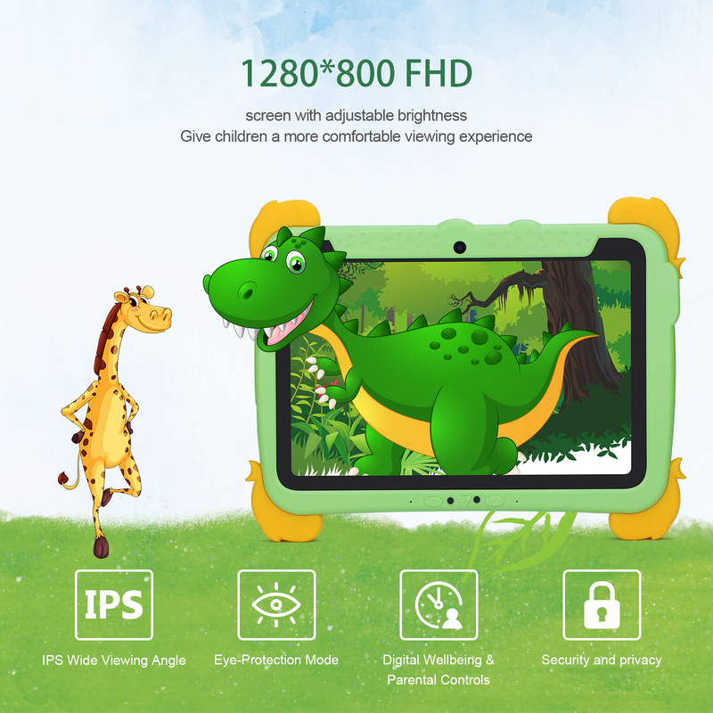 C idea Kids Tab 10.1inch Android 13 Tablet for Child 4GB RAM 64GB ROM Eye Protection Touchscreen for kids 3-8 ages