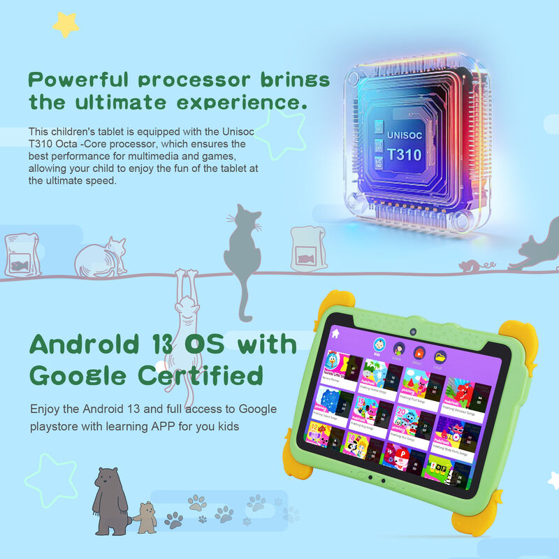 C idea Kids Tab 10.1inch Android 13 Tablet for Child 4GB RAM 64GB ROM Eye Protection Touchscreen for kids 3-8 ages