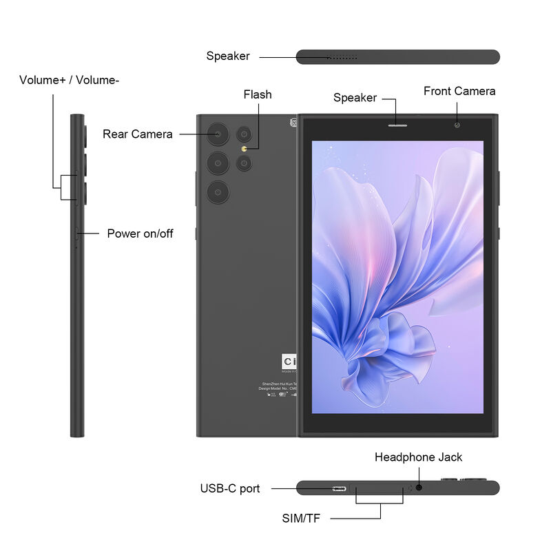 C Idea CM824 Ultra 8-Inch Android 16 Business Tablet Quad-Core 8GB 512GB Storage FHD Touch Screen Dual Camera Tablet (Black)