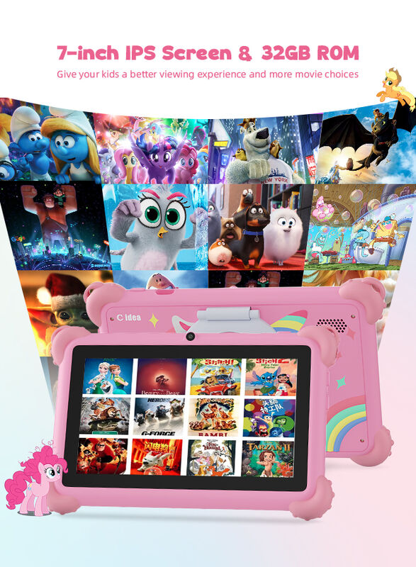 C Idea 7-Inch Kids Tablet, Exquisite Appearance And Built-In Protective Case Resistance And Durability For Kid's Education CM88