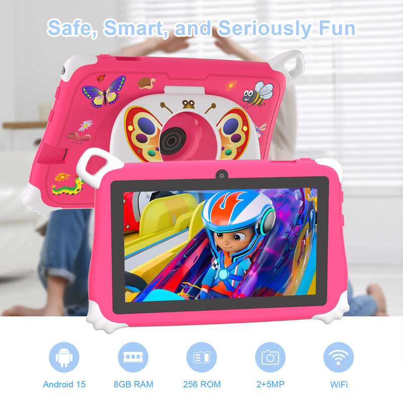 C Idea New Kids Tablet PC 7 Inch 8GB RAM 256GB ROM Android 16 Wi-Fi Drop Resistant Educational Use (CM86-Pink)
