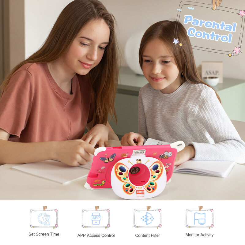 C Idea New Kids Tablet PC 7 Inch 8GB RAM 256GB ROM Android 16 Wi-Fi Drop Resistant Educational Use (CM86-Pink)